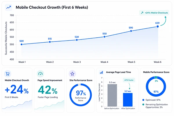 Home decor Shopify storefront speed optimization case study analytics screenshot