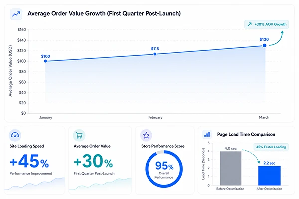 Shopify clothing store development case study analytics screenshot