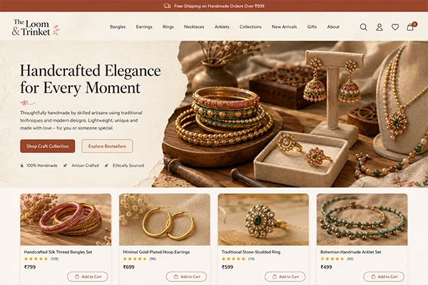 Custom WooCommerce storefront design for The Loom & Trinket craft items boutique