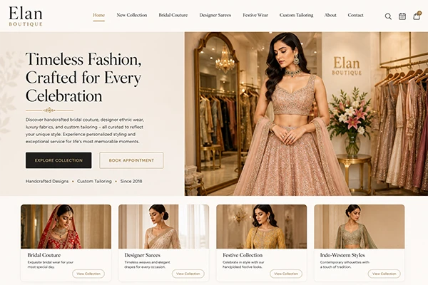 Custom Shopify storefront design for Élan luxury fashion boutique