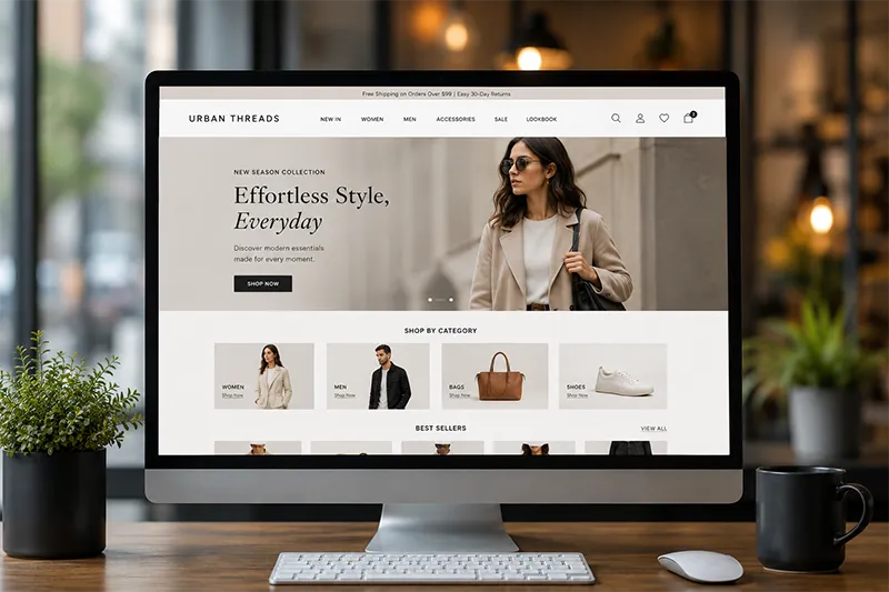 website example design of an online store